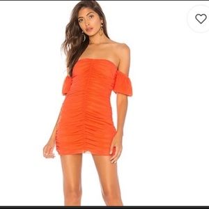 NWT NBD Orange ruched dress